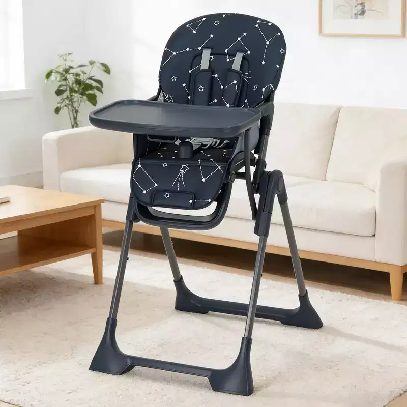 COZONY Baby High Chair, Foldable Adjustable Feeding Chair with Removable Tray, Height & Recline Settings for Toddlers