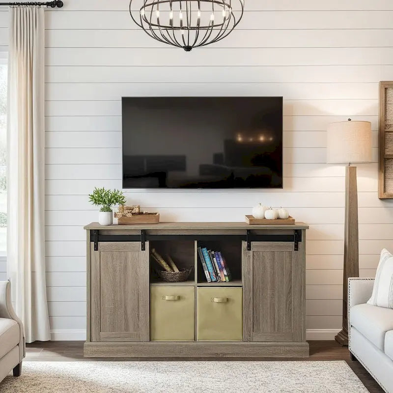 Bridgevine Home Lincoln Farmhouse 60 Inch TV Stand Console for TVs up to 64 inches
