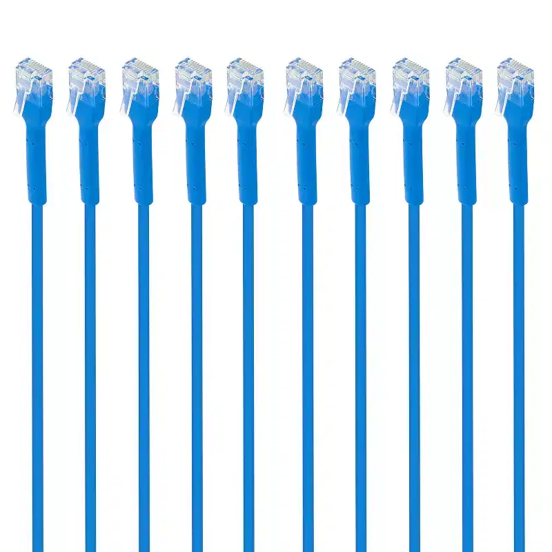 Intellinet Network Solutions CAT-6 U/UTP FlexiBoot Slim Network Patch Cable, 10 Pack (1 Ft.; Blue)