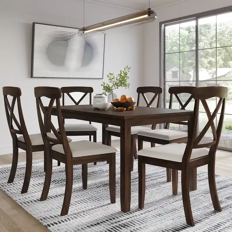 CraftPorch Farmhouse Style 7-piece Wooden Dining Set
