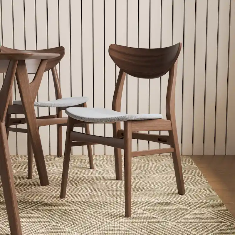 Furniture of America Beck Mid-century Walnut Padded Dining Chairs (Set of 2)