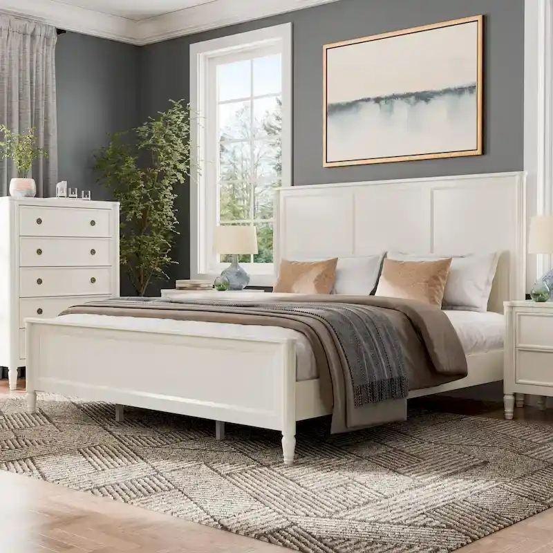 Furniture of America Arlena Classic Modern Solid Wood Panel Bed