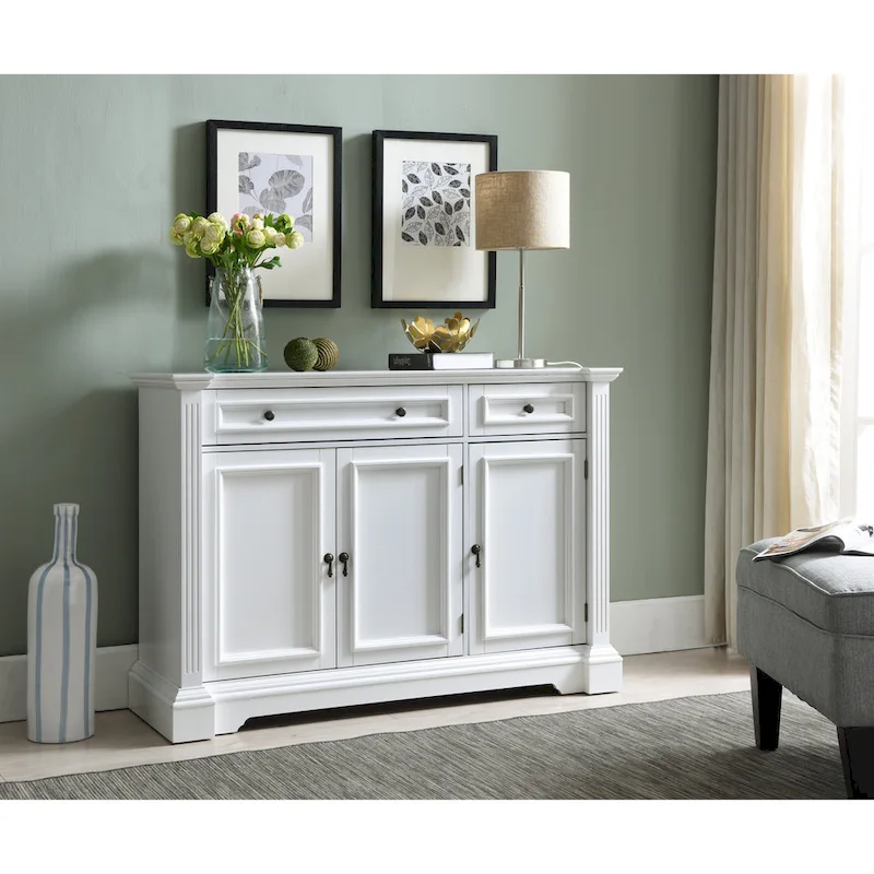 White Sideboard Buffet Breakfront Cabinet