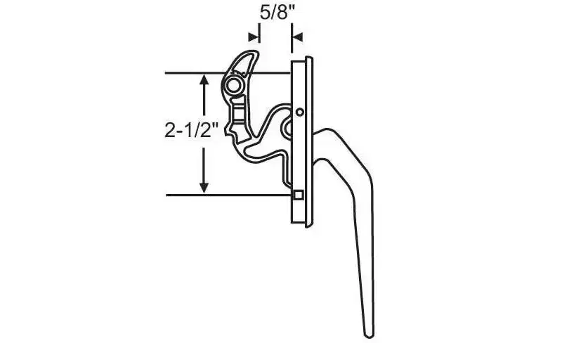 Brixwell Casement Handle With Lock Bar, Zinc Material, Non Handed, 2-1/2 Lock Bar Hole Center, Bronze Finish
