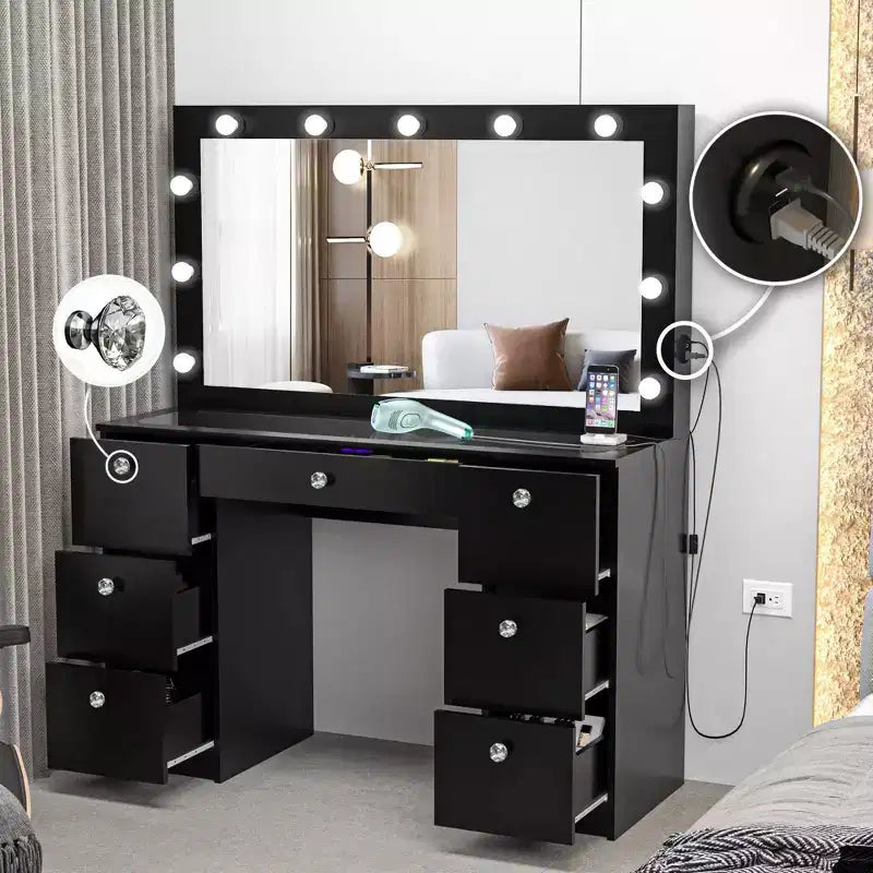 Amalthea Lighted Makeup Vanity - Boahaus