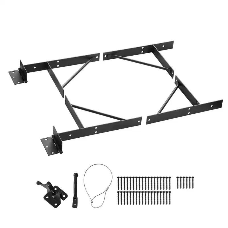 VEVOR Gate Corner Brace Bracket, Anti Sag Gate Frame Hardware Kit, Gate Frame Brace Bracket with Latch Lock, Latch Lock Rope, for Shed Doors, Black
