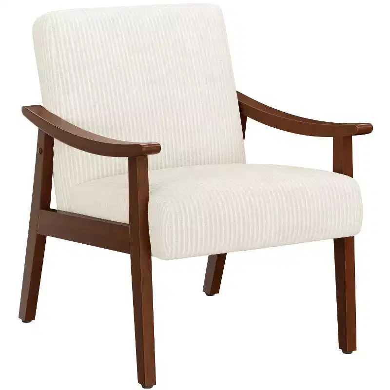 Mid-Century Corduroy Fabric Accent Armchair - Living Room & Bedroom