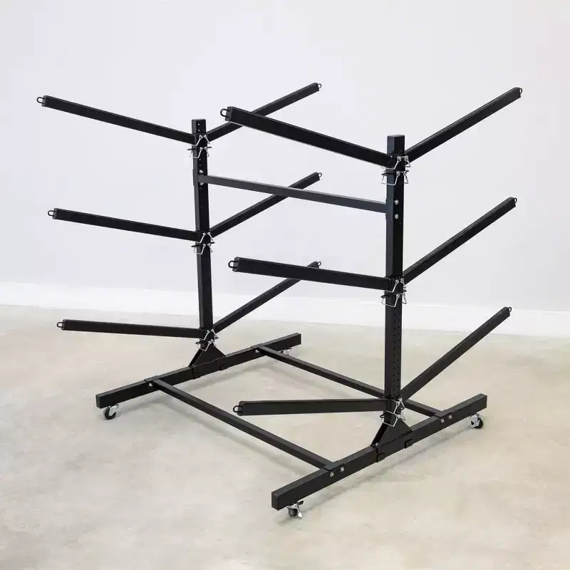 6-Level Double-Sided Rolling Kayak & Paddleboard Storage Rack with Wheels �C Black