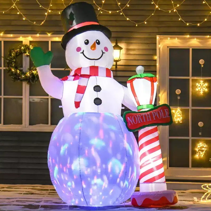 NAYSAYE 8FT Snowman Inflatable Christmas Decoration With Street Lamp Festive Holiday Yard Display for Home Garden, 64.5*40.5*94.5