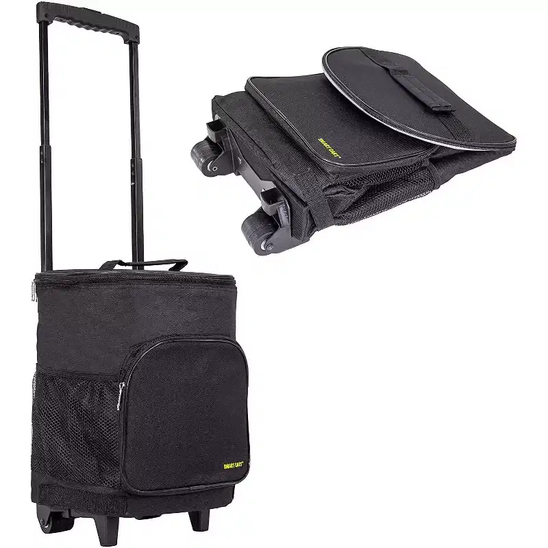 Insulated Collapsible Rolling Cooler Cart 鈥?36-Can Capacity, Under 3 lbs, Folds Flat