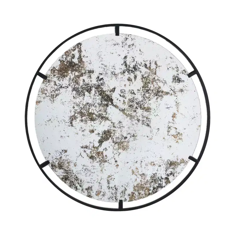31.5 Inch Industrial Style Round Wall Mirror with Metal Frame