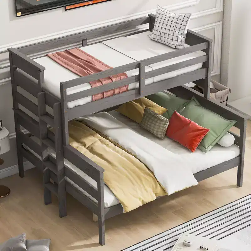 Whisen Wood Twin XL over Queen Bunk Bed with Ladder