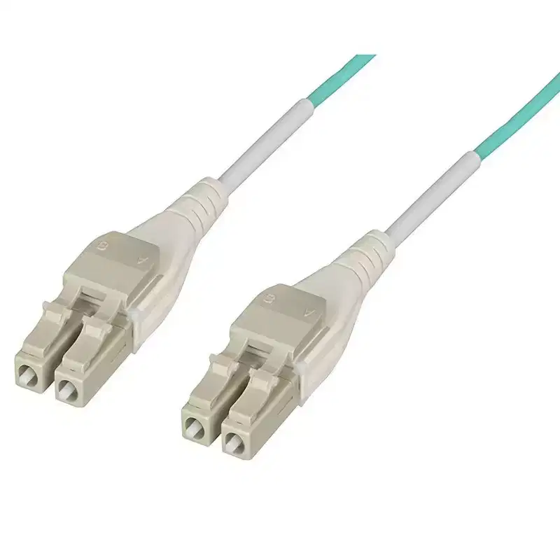 Monoprice OM3 Fiber Optic Cable - 1 Meter - Aqua | Reverse Polarity LC/LC Uniboot, UL, 50/125 Type, 10GB, Corning, For Telecomm Room, Server Farm, and