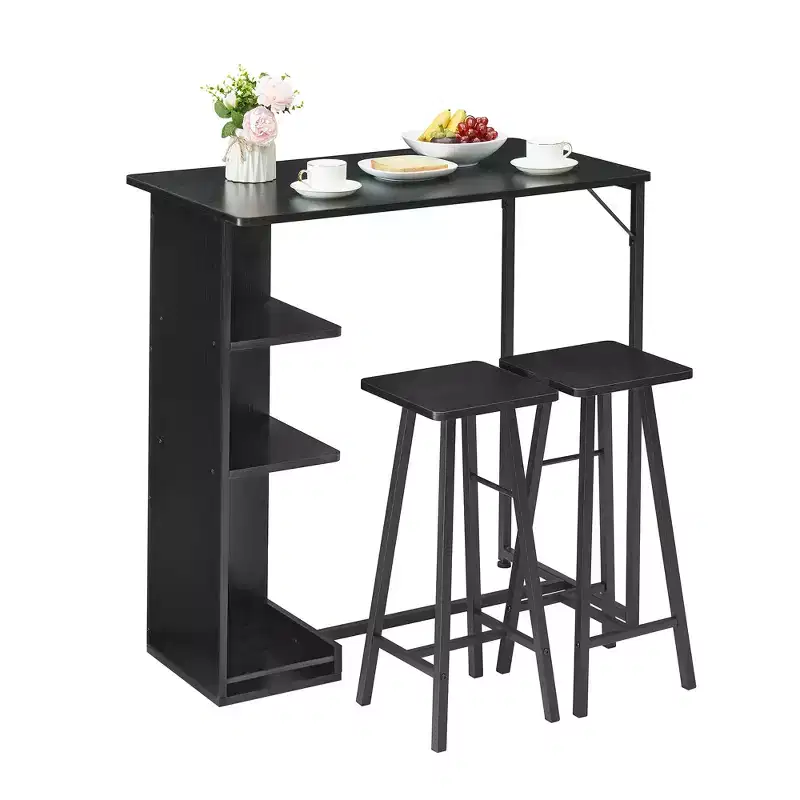 Fulvari 3 Piece Bar Table Set for 2, Kitchen Dining Table with 2 Stools, Counter Height Bar Table and Chair Set, Pub Table Set for Kitchen