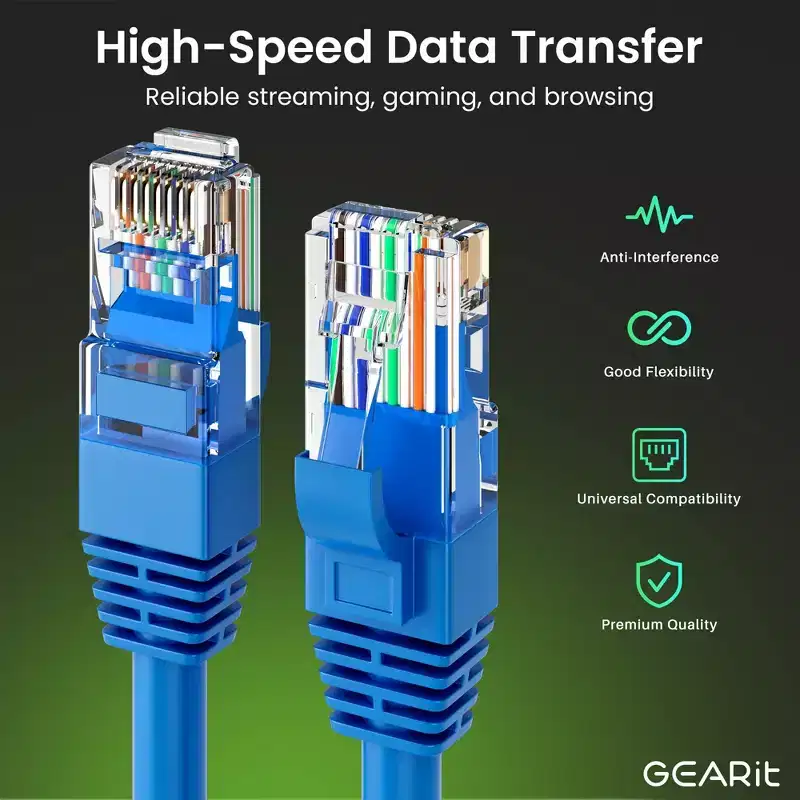 GEARit Cat6 Ethernet Patch Cable (2-Pack) - CCA Network Cord - UTP, Black & Blue