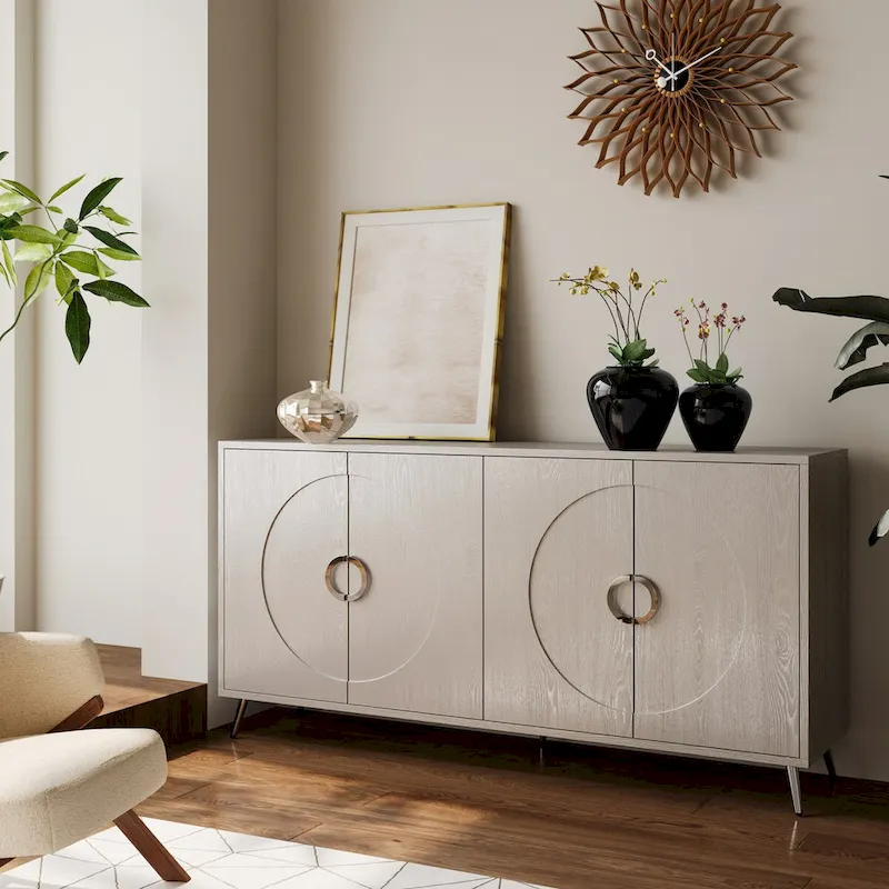 4-Door Storage Cabinet with Metal Legs