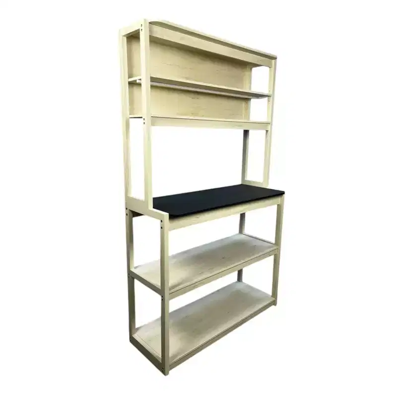 VIYET 67 5-Tier Bakers Rack (Black & White), Particle Board Kitchen Storage Shelf (Microwave Stand & Coffee Bar Organizer)