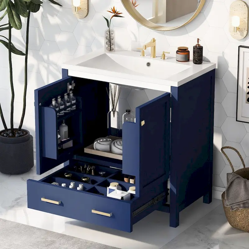 Bathroom Storage Cabinet with 2 Doors and a Drawer