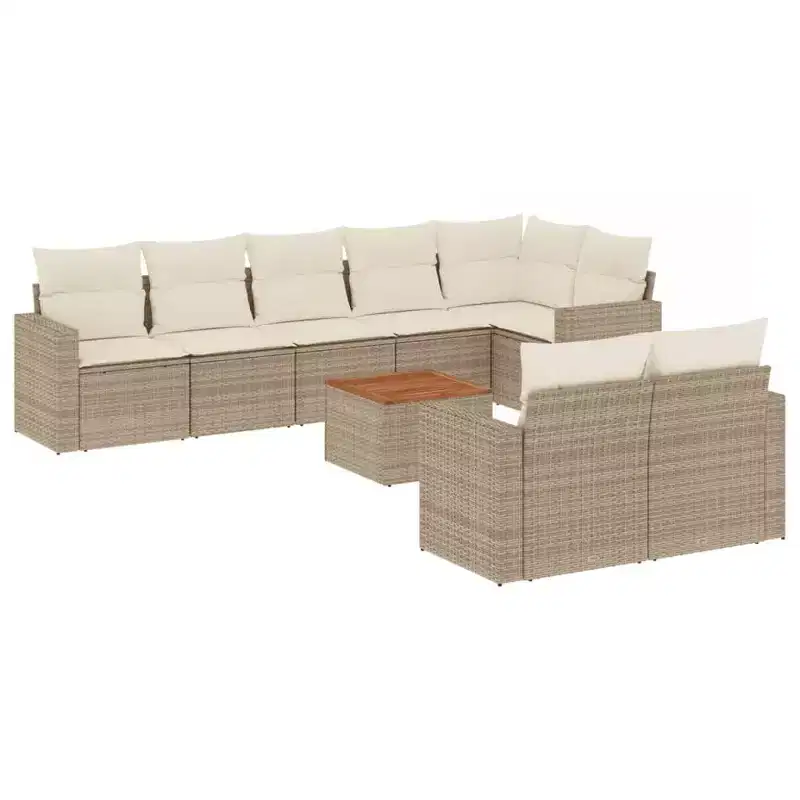 vidaXL 9 Piece Patio Sofa Set with Cushions Poly Rattan
