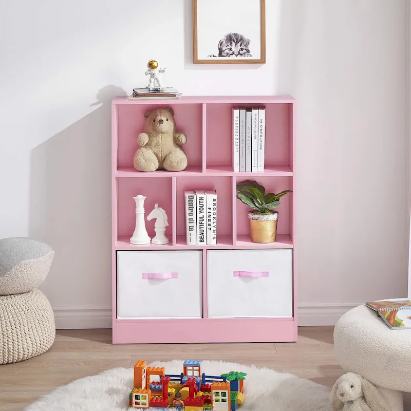 Ivinta 3-Tier Storage Bookcase for Kids, Simple Wood Display Cabinet for Bedroom