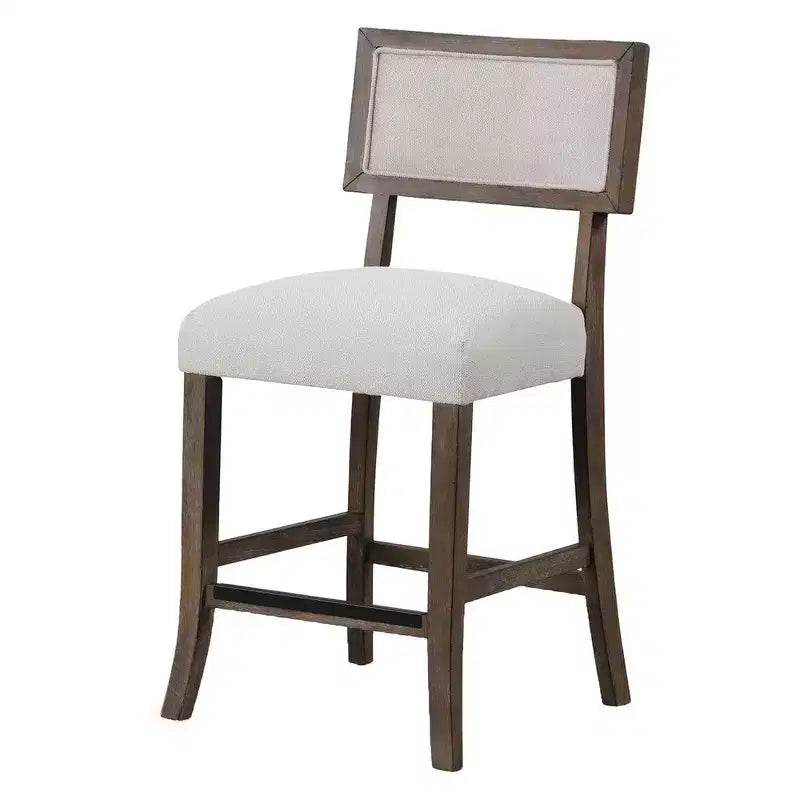 Royal Hampton Counter Stool Chair Set of 2, Dark Walnut Brown, Gray Seat