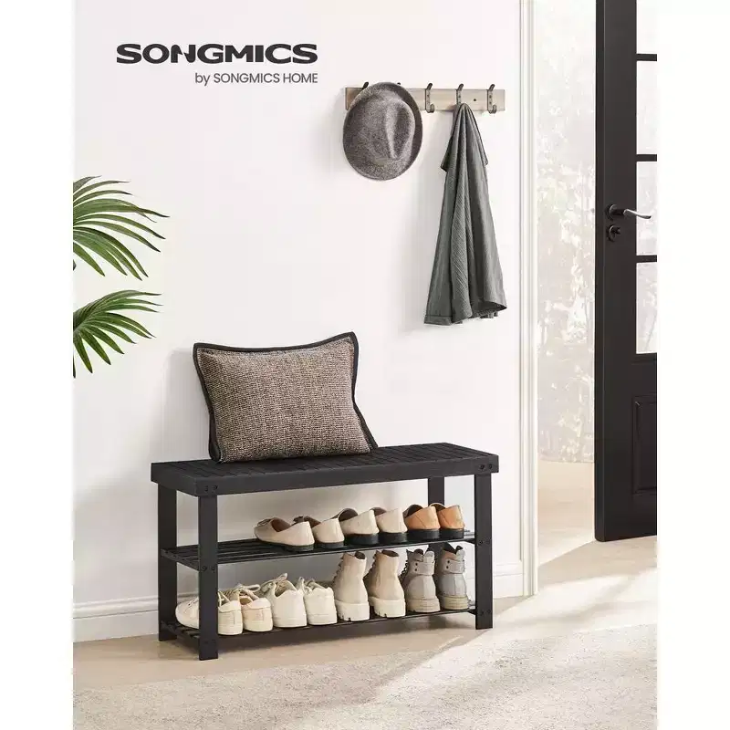 3-Tier Bamboo Shoe Rack Bench | Entryway Storage Organizer | Holds up to 286 lb