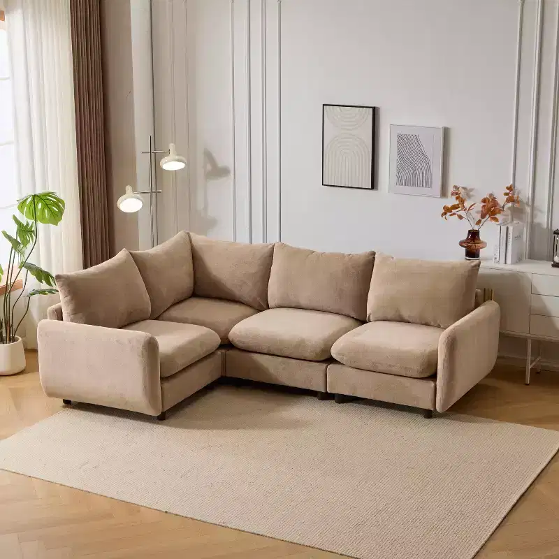 Christopher Knight Home Acker 4 Pieces Modern Upholstered Modular Sectional Sofa Set