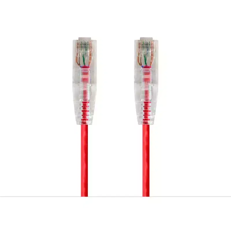 Monoprice Cat6 Ethernet Patch Cable - 1 Feet - Red | Snagless RJ45 Stranded 550MHz UTP CMR Riser Rated Pure Bare Copper Wire 28AWG - SlimRun Series