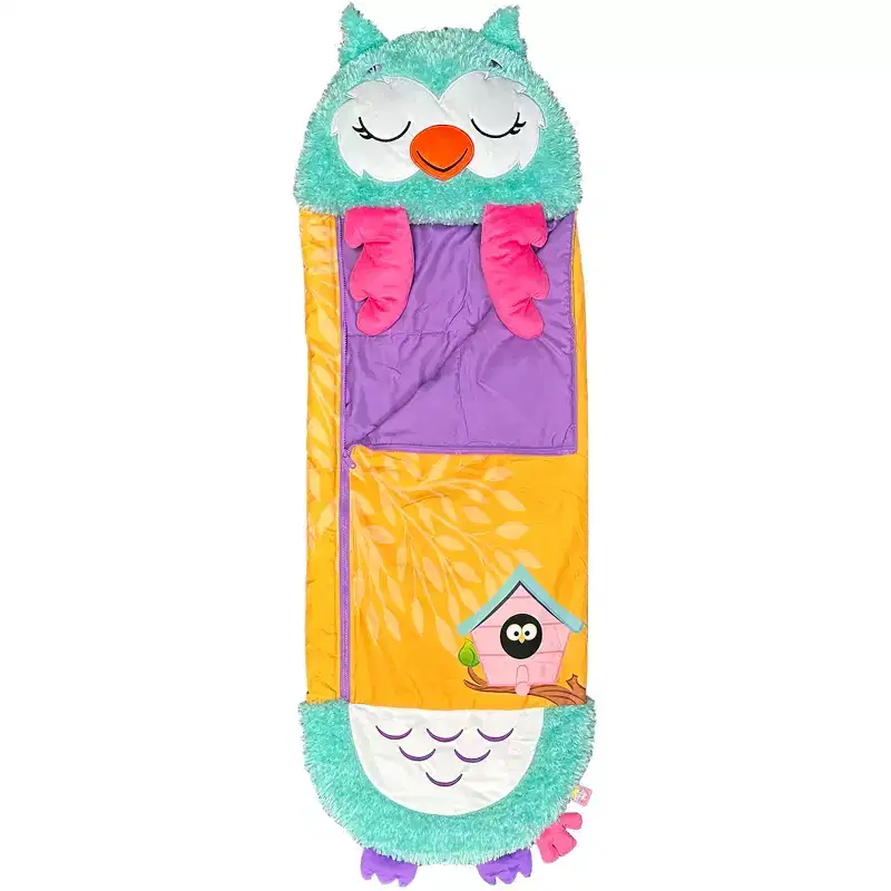 Happy Nappers Large Green Owl 2-in-1 Pillow Sleepy Sack Plush 66x30 Kids 3+
