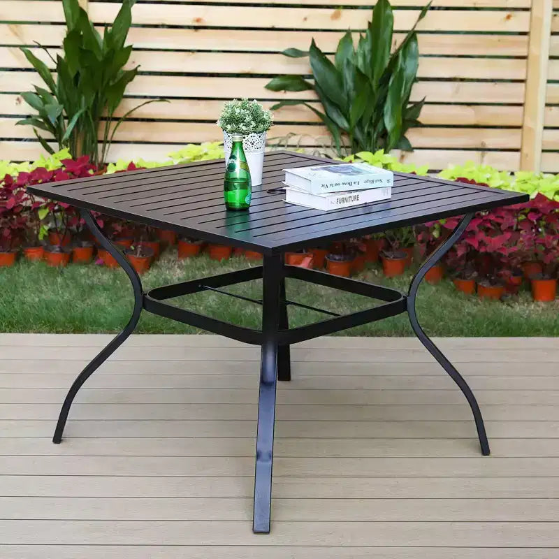 5pc Patio Set with 37" Metal Table & Swivel Arm Chairs - Captiva Designs