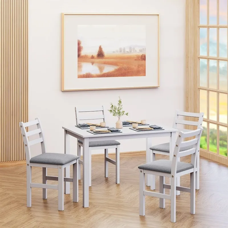5 PCS Pub Sets Stylish Dining Table Set with 4 Upholstered Chairs