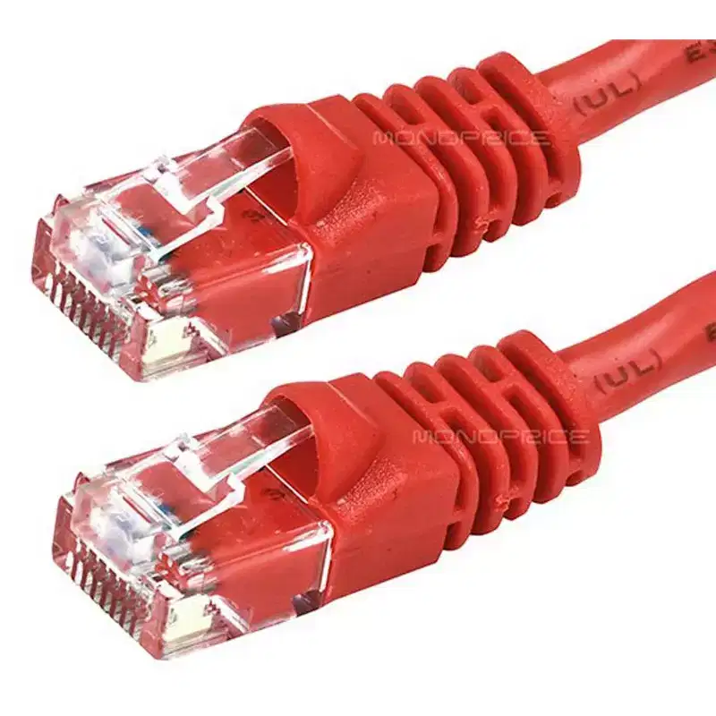 Monoprice Cat6 Ethernet Patch Cable - 2 Feet - Red | Network Internet Cord - RJ45, Stranded, 550Mhz, UTP, Pure Bare Copper Wire, 24AWG