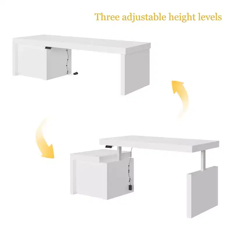 Hitow Modern 110W Lift Dining Table with 3 Memory Height,47Max Height,150LBS Load-Bearing,Intuitive Operate,Kitchen Island/Breakfast Bar