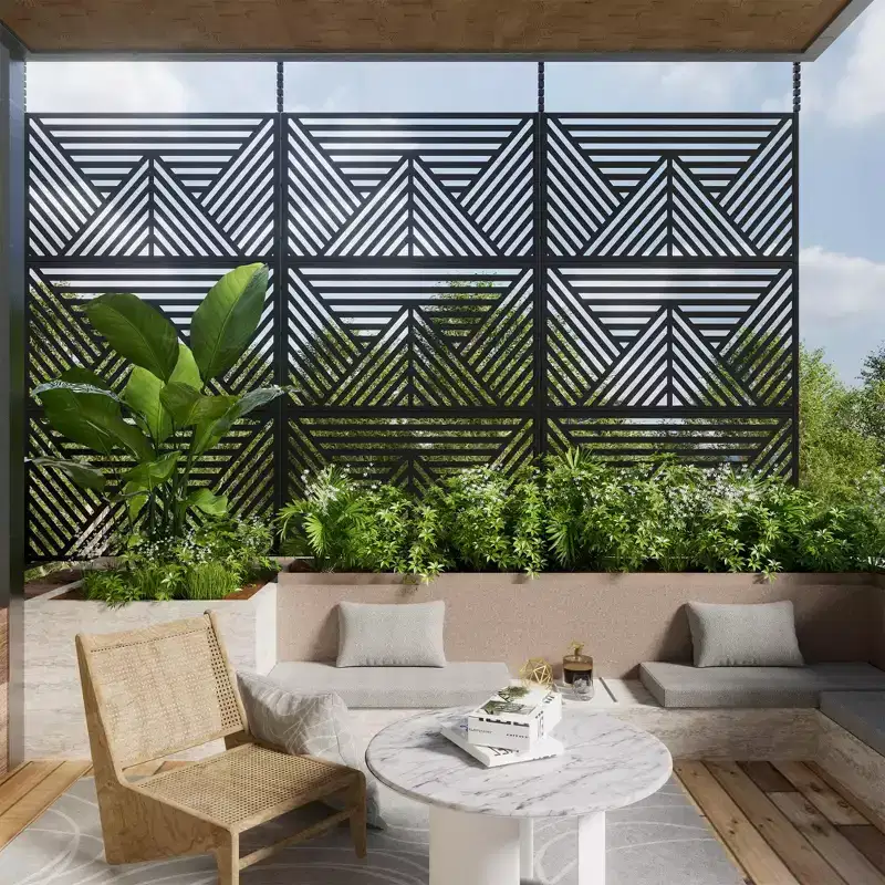 Zodiac Mountain-Shaped Black Galvanized Steel Screen 183x120x40cm