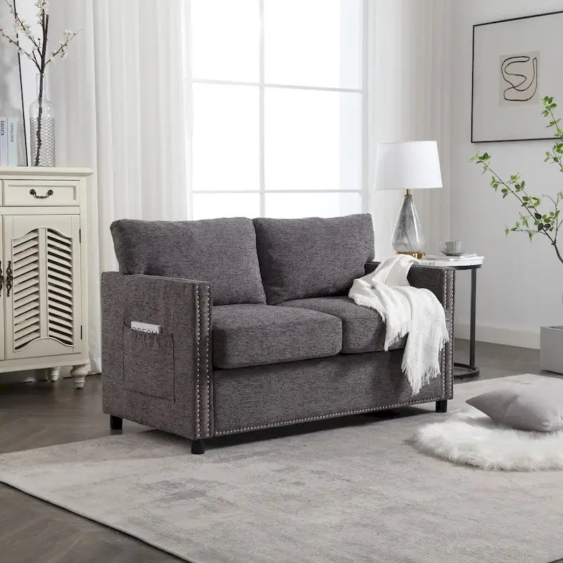 Modern chenille Fabric Loveseat, 2-Seat Upholstered Loveseat Sofa Modern Couch for Living Room Bedroom Apartment