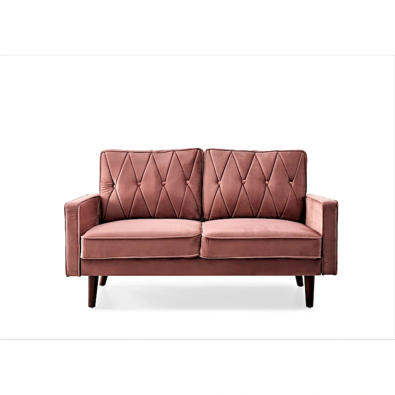 Feemster 57.5 Wide Velvet Tufted Cushion Back Loveseat