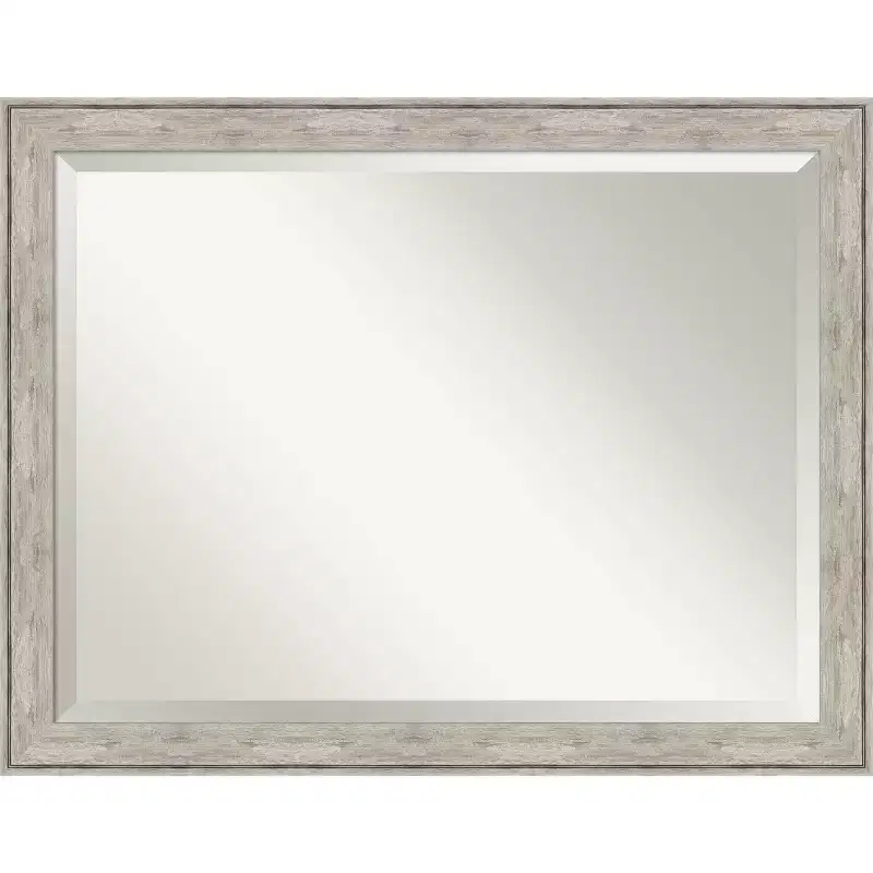 44.88 x 34.88 Rectangle Beveled Wall Mirror 鈥?Crackled Metallic Silver Polystyrene Frame