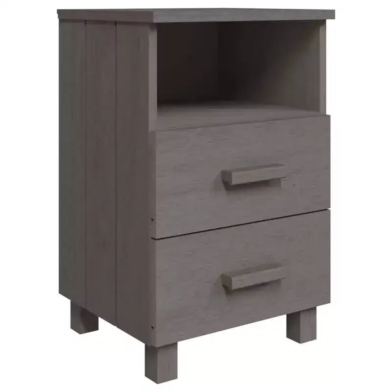 Bedside Cabinet Light Grey Solid Pinewood Medium Bedside Cabinet