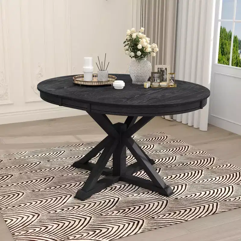 Whisen Retro Functional Extendable Dining Table with a 12 Leaf for Dining Room