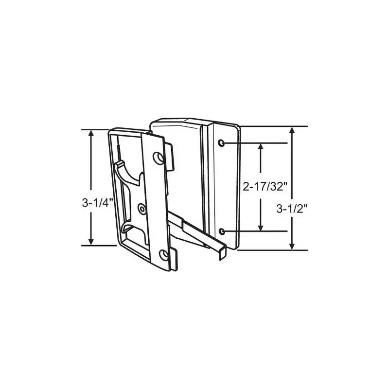 Brixwell Patio Screen Door Handle with Keeper And Screws, Nylon Material, 2-17/32 Center-To-Center, 3-1/4 Face Plate Height, Black Finish