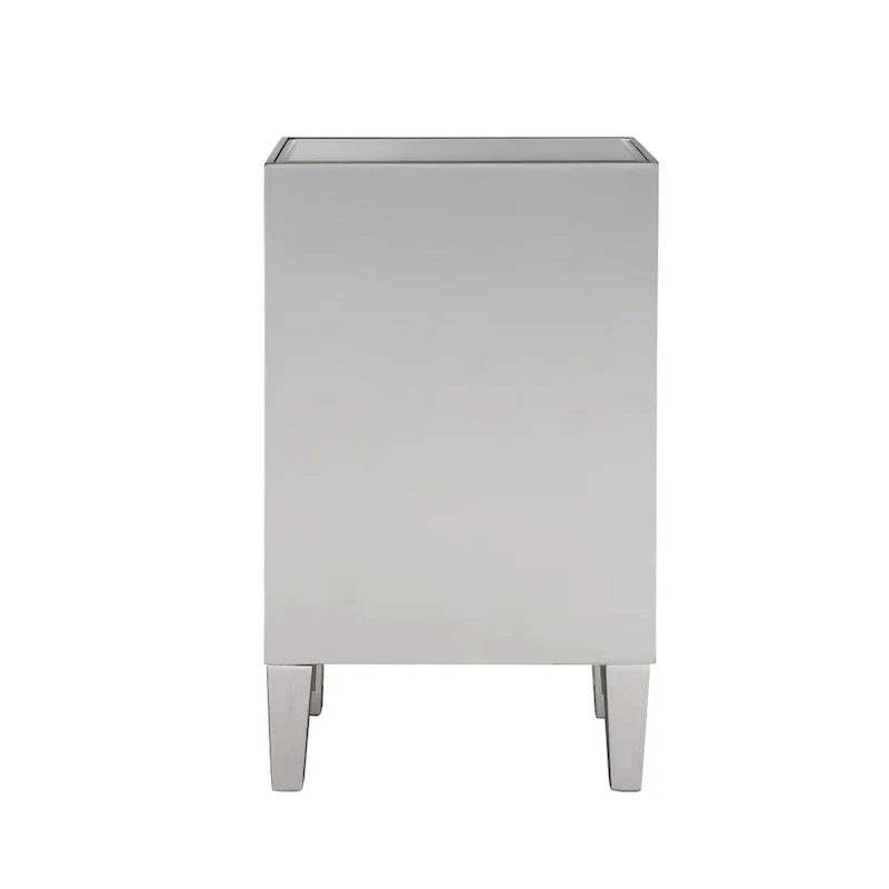 Mirrored 1-Drawer Nightstand with Wood Trim