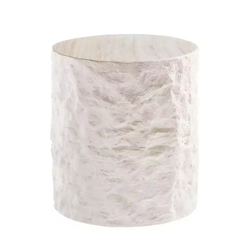 MAYEERTY 15.8 Inch Modern Imitation Stone Round Coffee Table, Fiberglass End Table for Living Room Bedroom, No Assembly Required