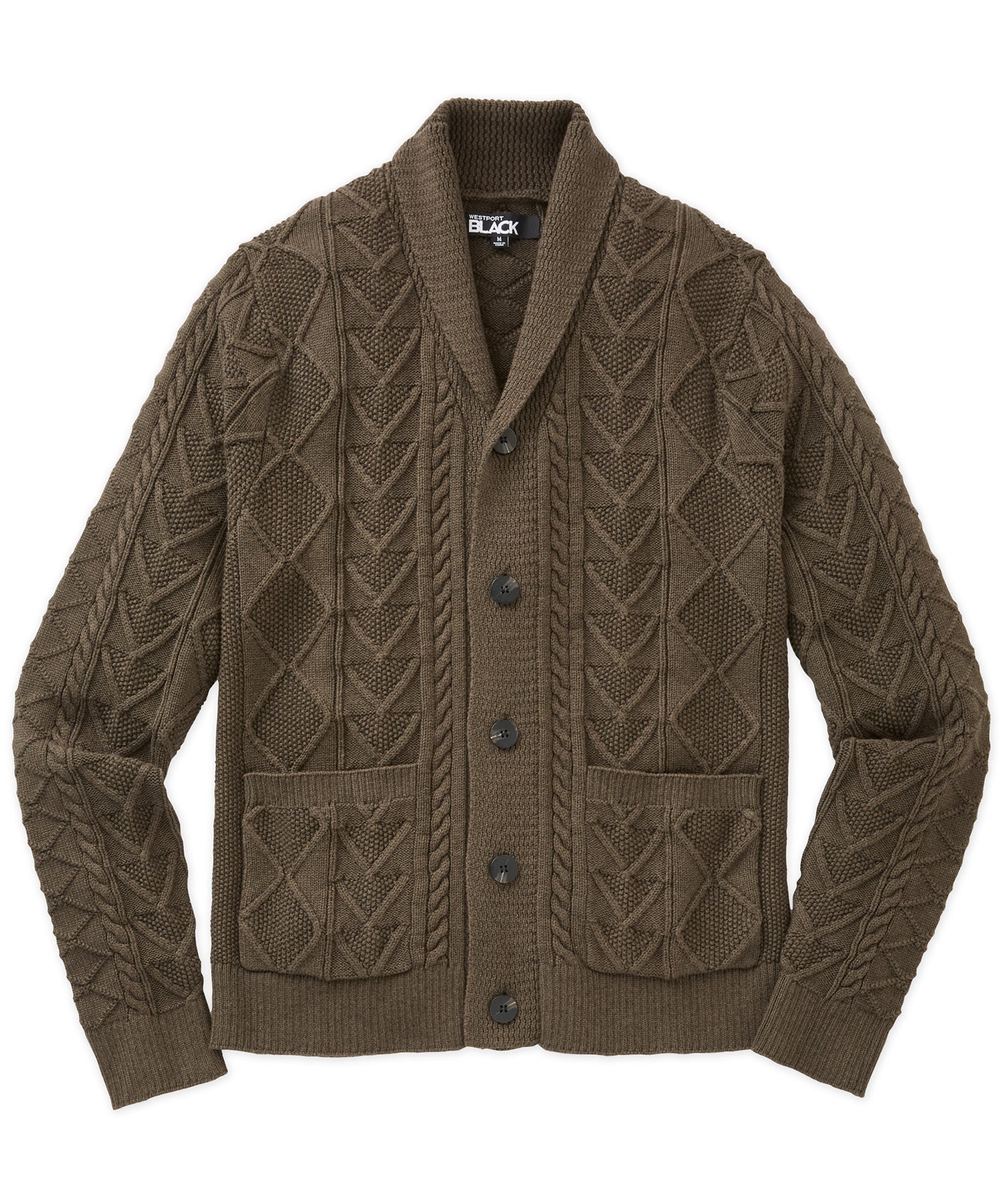 Cable Knit Shawl Collar Cardigan �C Sable