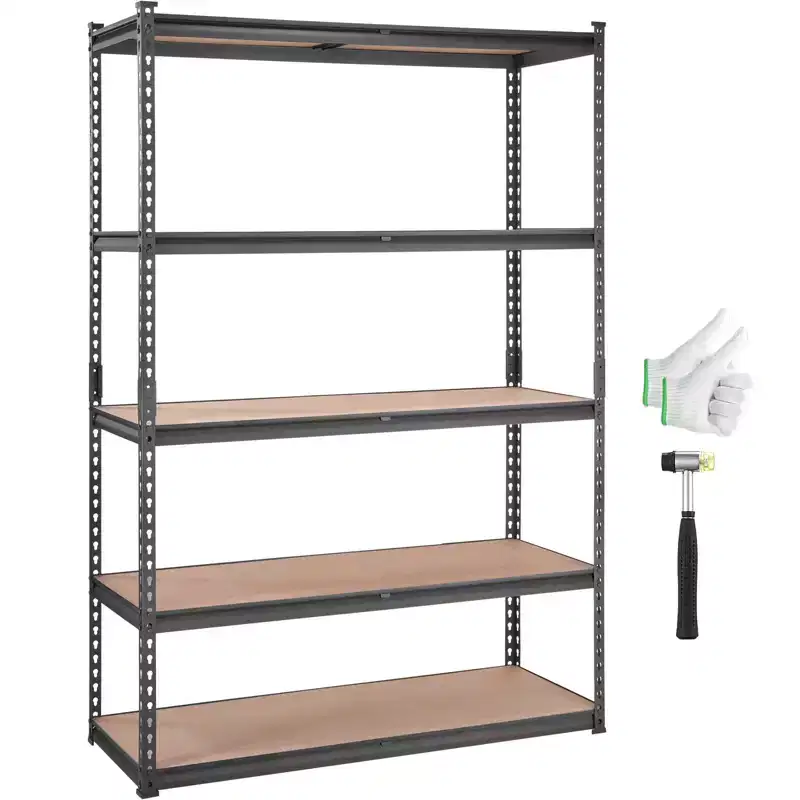 Storage Shelving Unit 48x18x72 Inch, 5-Tier Adjustable 2000 lbs Capacity, Heavy Duty Garage Shelves Metal Organizer Utility Rack, Black