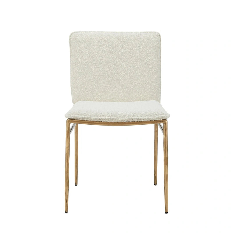 Cid Abby 19 Inch Side Dining Chair, Off White, Brass Gold Finished Legs