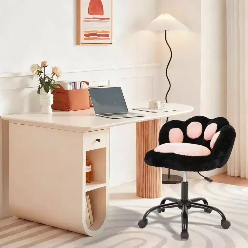 Vanity Chair with Wheels, Armless Desk Chair, 360Rotating Height Adjustable Armless Chair, Small Desk Chair, Plush Cushion, for Bedroom