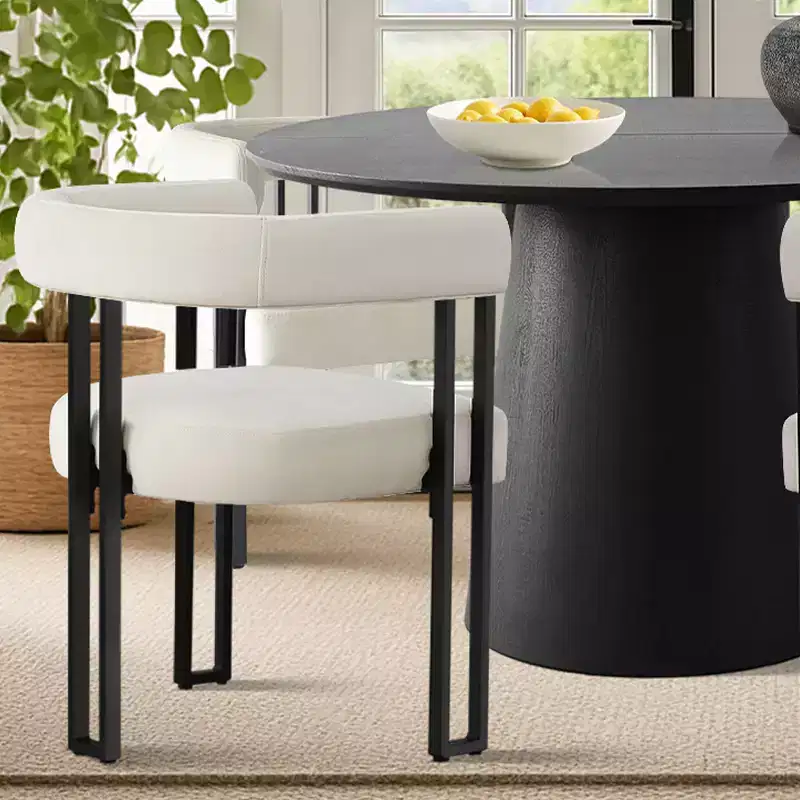 47-83 Extendable Dining Table Set for 4, Black Table and 4 Upholstered Velvet Dining Chairs with Metal Legs, Modern Style-Panipeachy