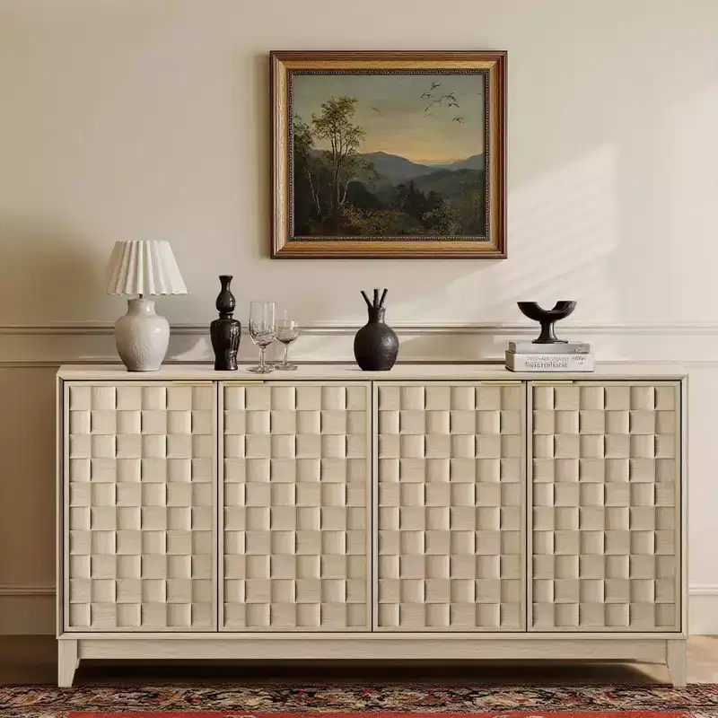 Ora Maison 60 Sideboard Buffet Cabinet  4-Door Accent Storage Cabinet with Adjustable Shelves for Dining Room and Living Room