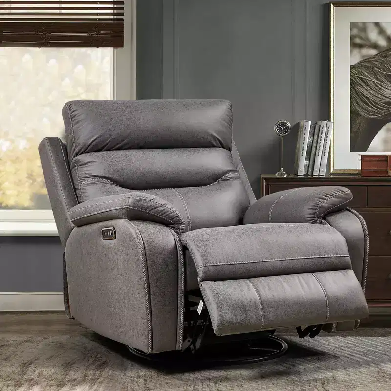Electric Recliner Chair Dual OKIN Motor Rocking And 240 Degree Swivel Single Sofa Seat Infinite Position,Head Rest With Power Function