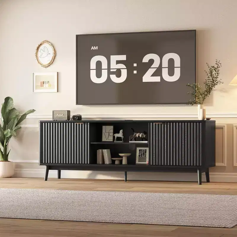 63'' TV Stand, Entertainment Center with Adjustable Shelf, TV Console Modern Media Console for Living Room, Office